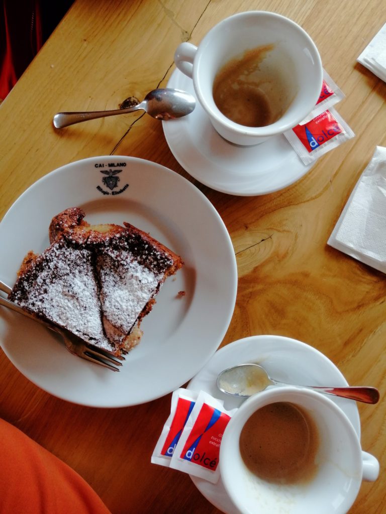 Coffee and cake at Rifugio Elisabeta