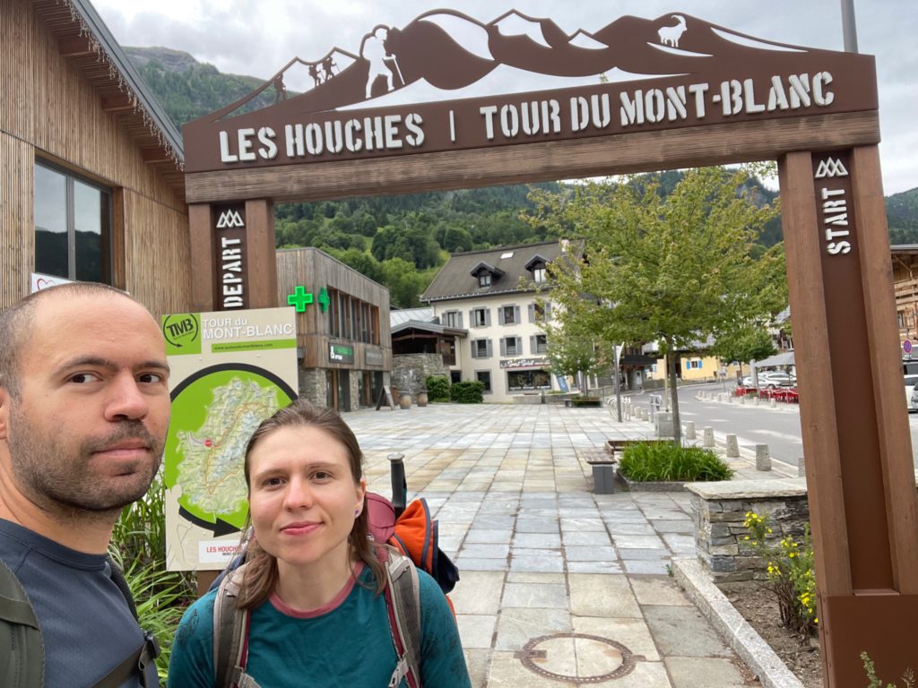 Official start of the Tour du Mont Blanc trail in Les Houches