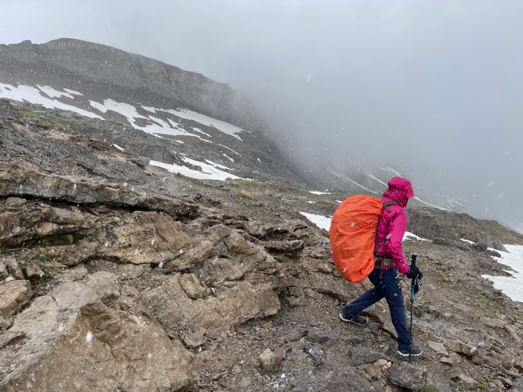 Hiking through hail and storm before Refuge du Col de la Croix du Bonhomme