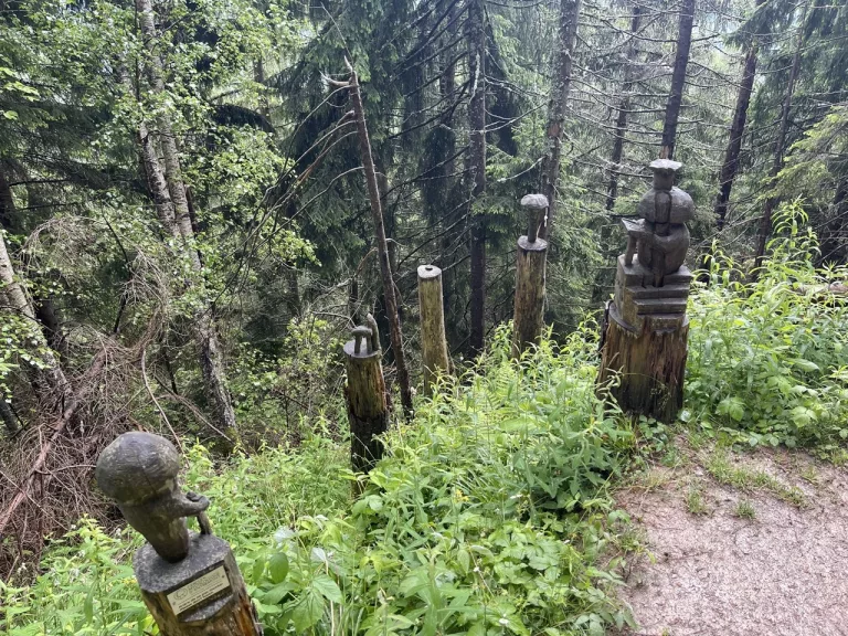 Wooden carvings on the path up to Champex Lac